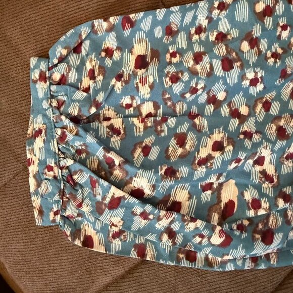 Umgee Teal Mix Long Sleeve Babydoll Dress, Size Large - Picture 8 of 9